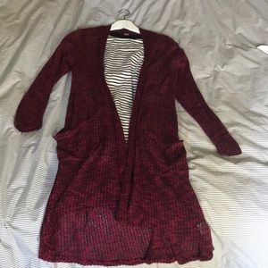 Bobeau red duster sweater